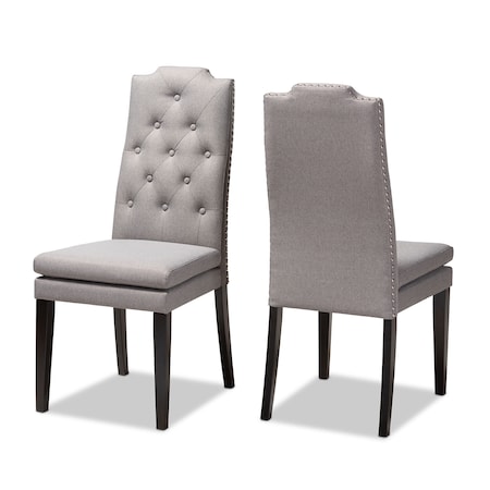 Baxton Studio Dylin Gray Upholstered Button Tufted Wood Dining Chair, PK2 155-9114